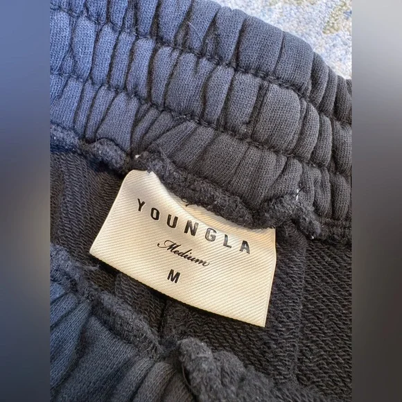 YoungLA Center Line Jogger Sweatpants Medium Black Spellout - Picture 5 of 8